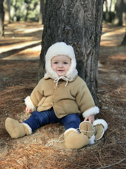 Spanish Designer Som Naturals Baby Sherpa Shearling Lined Camel Coat NWT 18-24MO Spanish Designer Som Naturals Baby Sherpa Shearling Lined Camel Coat NWT 18-24MO