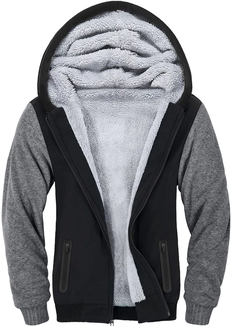 SECOOD Hoodies for Men Zip Up Sweashirts Thick Coats Fleece Sherpa Lined Winter
