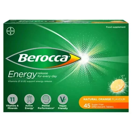 BEROCCA ENERGY NATURAL Orange Vitamin Mineral Effervescent Supplement