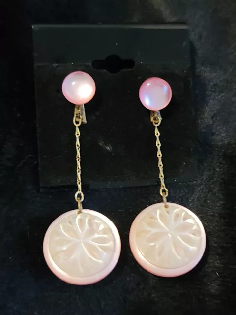 Vintage 60's Style Pink Dangle/Drop  Earrings