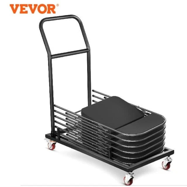 Folding Chair Dolly 2 Rotating Casters With Brakes And 2 Fixed Straight Castors