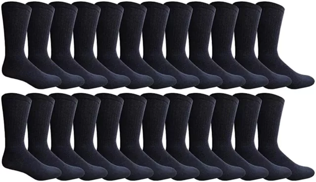 24 Pack Yacht & Smith Big And Tall Mens Sport Crew Socks Wholesale Bulk Pack