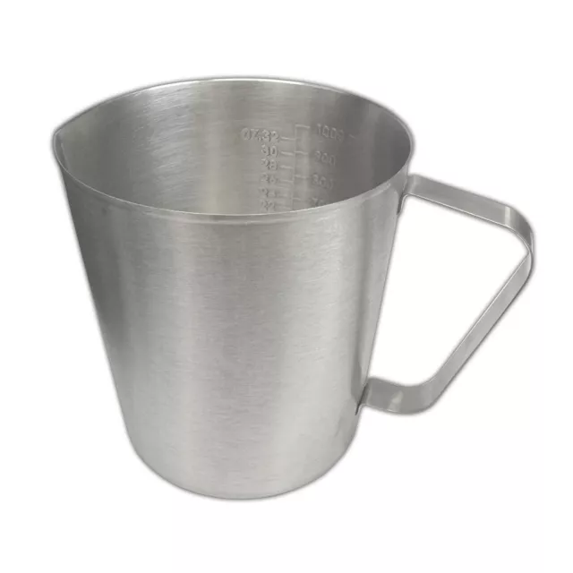 Acero Inox. Medición 1 Litros Escala de con Asa Messbehälter Taza Medidora Agua