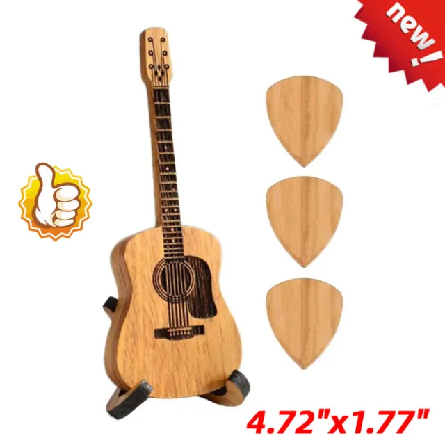 Wooden Acoustic Guitar Pick Box with Stand Portable Guitar Picks-Storage