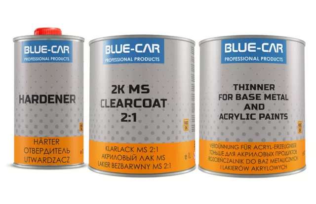 2K MS Clearcoat 2:1 vernis transparent, durcisseur, diluant acrylique Set 2,5 L