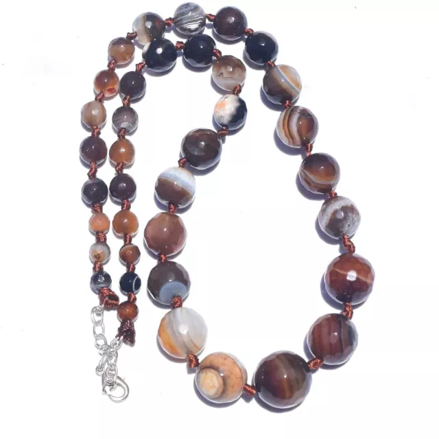 292 Cts Natural Single Strands Agate Round Shape Beaded Necklace SK 29 E512