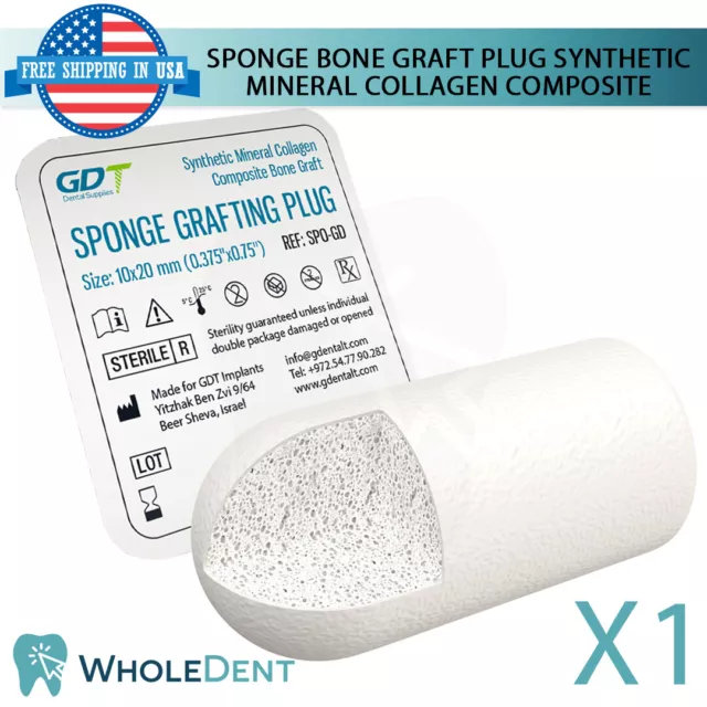 Dental Sponge Grafting Plug Synthetic Graft Sterile Calcium Phosphate Collagen