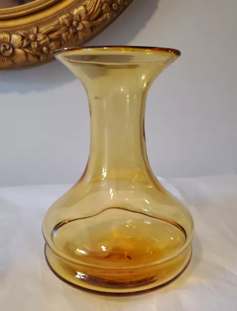 Vintage Blenko Vase Classic Line By Don Shepherd RARE Hand Blown Glass Yellow