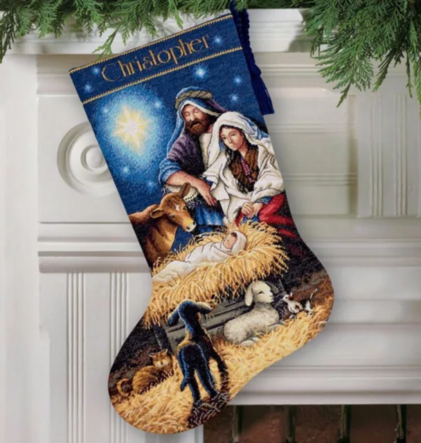 DIMENSIONS GOLD "HOLY NIGHT STROCKING "CROSS STITCH   Kreuzstichpackung 41 CM 