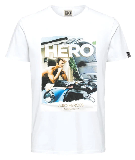 CAMISETA HERO SEVEN Clint Eastwood Auto Heroes Hombre Blanca