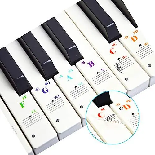 Stickers pour 49/61/76/88 touches piano et clavier Notes de