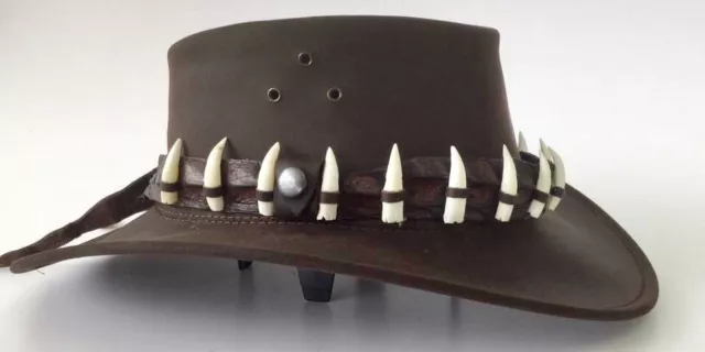 Genuine Crocodile leather and 17 Teeth Hatband  fashion Dundee Australian made