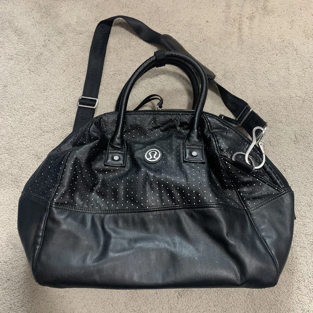 Lululemon Vegan Black Large Gym Tote Crossbody Carry On Travel Luggage Strap Bag