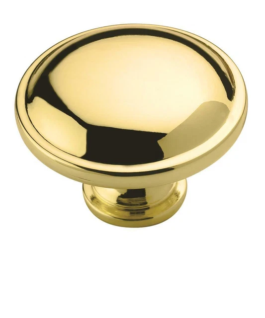 Polished Brass Traditional Residential Mushroom Kitchen Cabinet Knob 1-1/4" Dia