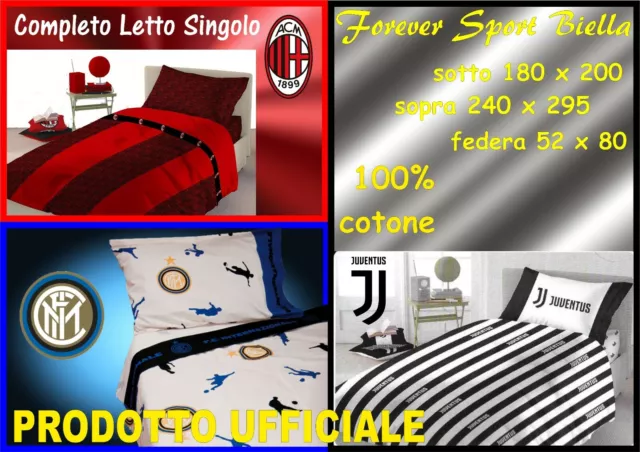 COMPLETO LETTO ( Lenzuola ) Juventus - Fc Inter - Ac Milan Singolo