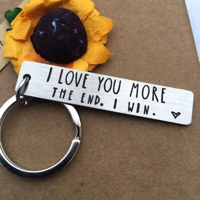 Creative Stainless Steel I Love You More The End I Win Keychain for Couples Gift