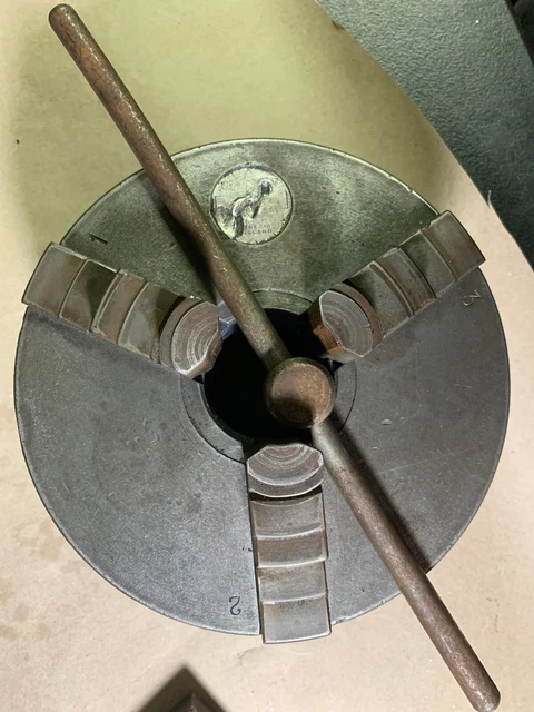 Burnerd 7-1/2" Lathe Chuck 3 Jaw L0 Mount and Key Made in England