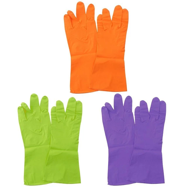 3 Pairs Uniform Size Hazmat Suit Purple Kitchen Gloves  Housekeeping