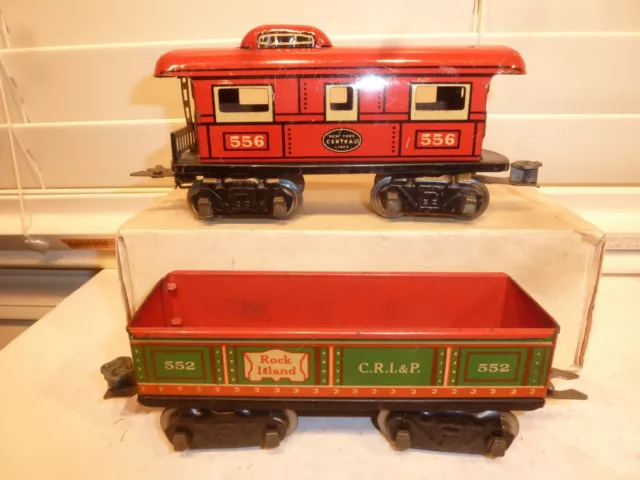 Pair of Marx Prewar O-Gauge Train 8-Wheel Freight Cars w/ Automatic Couplers