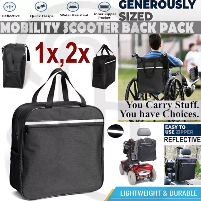 Mobility Scooter Wheelchair Storage Shopping Bag Universal Large Carry Backpack