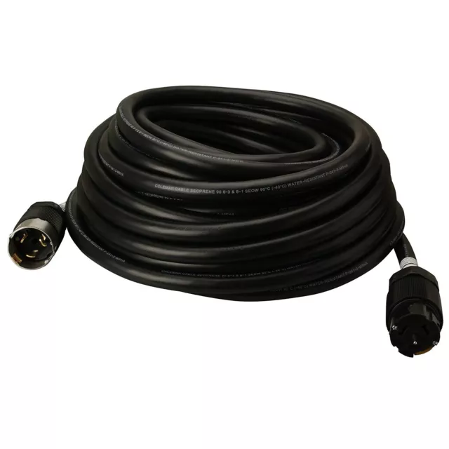 Coleman Cable 01918 50' 50-Amp Twist-Lock Generator Power Extension Cord