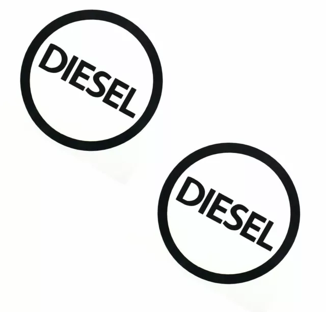 Pair Round Black Diesel Sticker (Decal Logo go Green Gas Oil Earth)