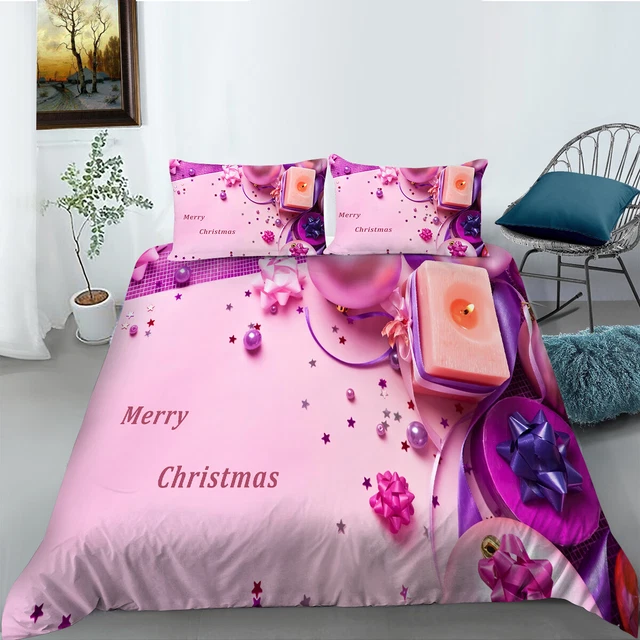 Luxus Frohe Weihnachten Bettbezug, Farbige Weihnachtskerzen Bettwäsche Set