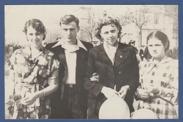 Beautiful guys and girls on the street. Soviet Vintage Photo USSR