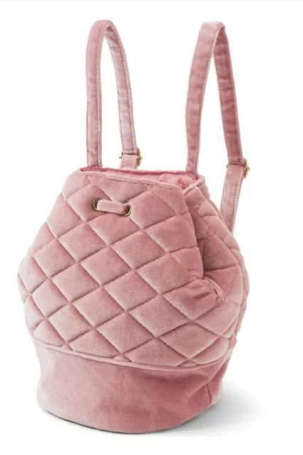 New Janie and Jack Blush Pink Velvet Quilted Backpack