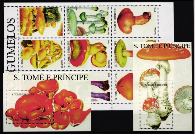 Sao Tome e Principe 1814-1822 und Block 379 und 380 postfrisch Pilze #JA656