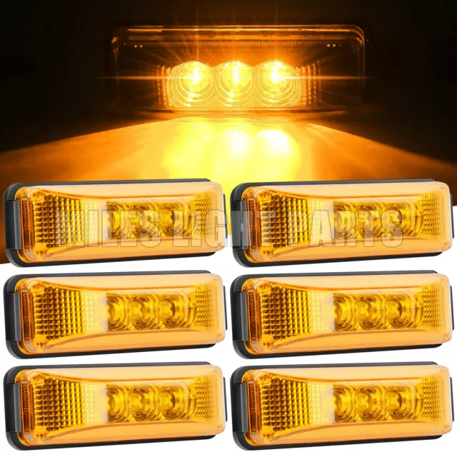 6x 12v 24v LED Orange Amber Side Marker Light Indicator trailer truck lorry van