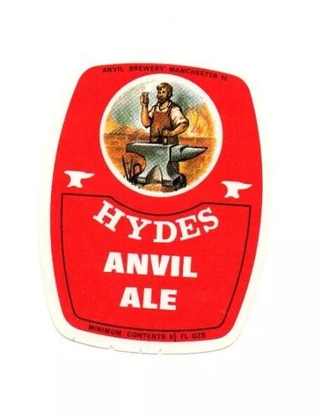 England - Vintage Beer Label - Hyde's Brewery, Manchester - Anvil Ale