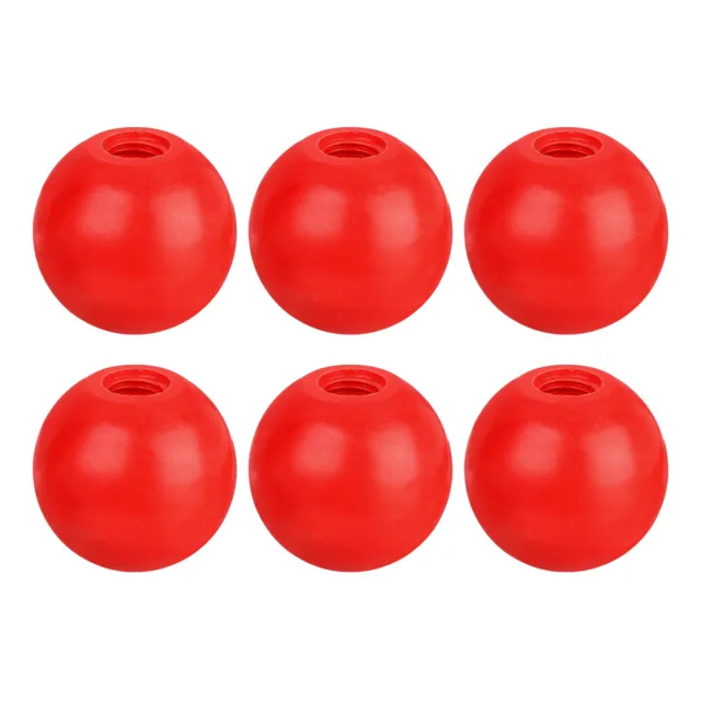 6Pcs Threaded Ball Knobs, 1.57" Dia M12 Female Thread Red for Machine Handle