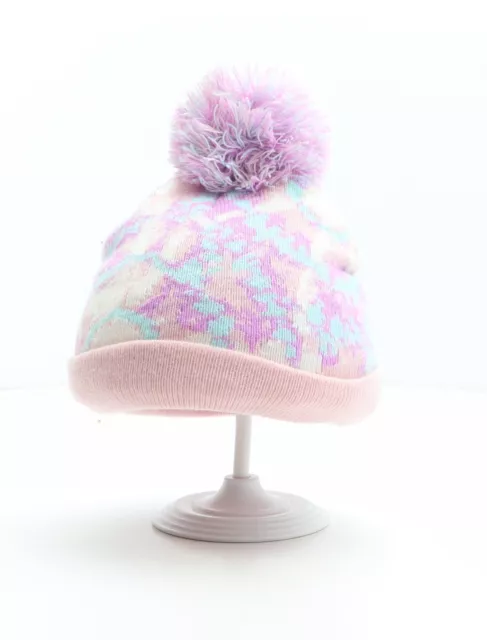 Capelli New York Girls Pink Geometric Acrylic Bobble Hat One Size - Size 2-4 Yea