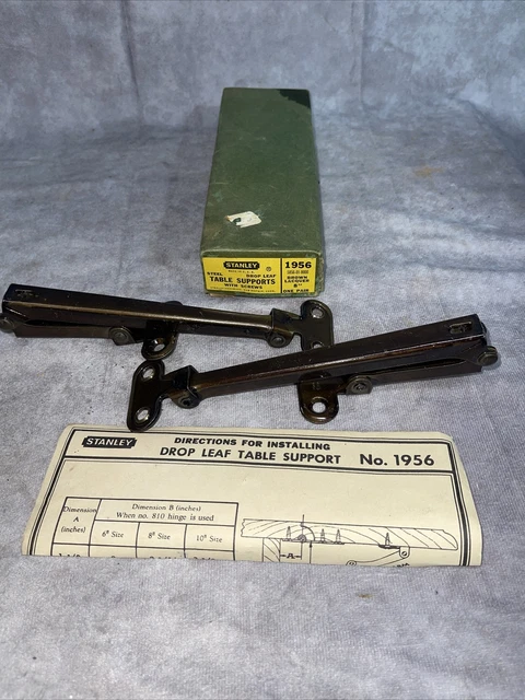 Vintage Stanley Drop Leaf Table Supports Screw Brown Lacquer 10" Pair 1956 Steel