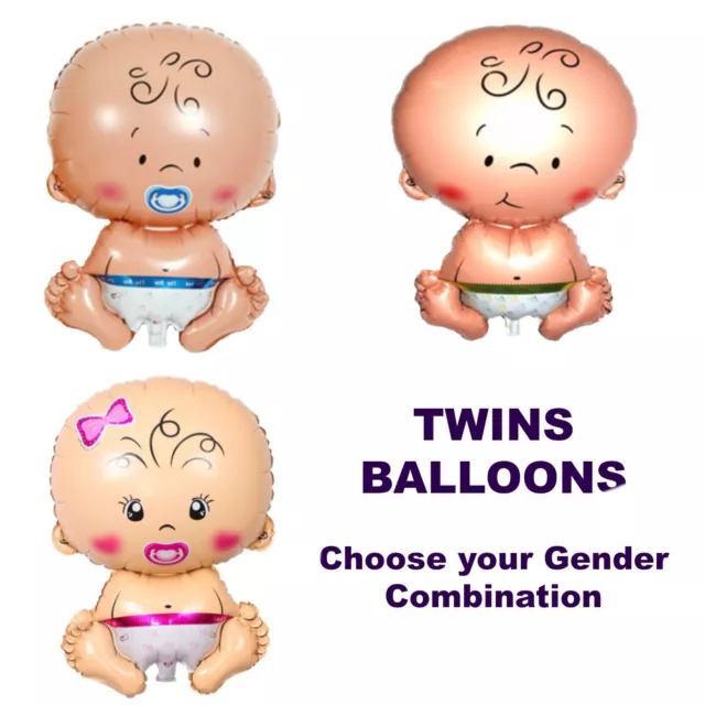 Twins Balloons Unisex Boy Girl Baby Shower Foil Decorations 1st Birthday Party