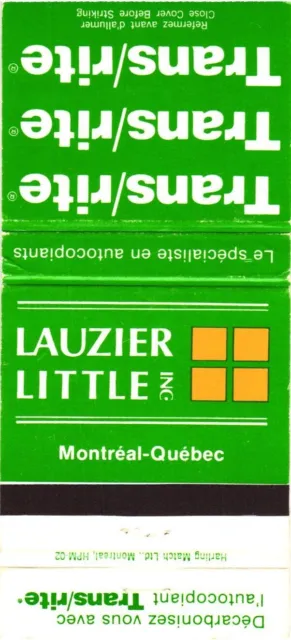 Montreal Quebec Canada Lauzier Little Inc., Vintage Matchbook Cover Trans/rite