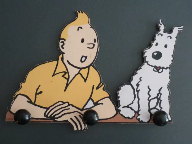 TINTIN ANCIEN Porte-manteau Trousselier 40 x 30 cm EN BOIS