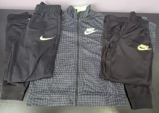 ⚡️ EUC Adidas 3PC Boys Tricot Training Track Suit In Black Grey KIDS SIZE 7