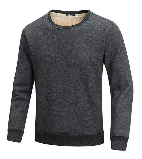 Flygo Mens Warm Crewneck Sherpa Lined Fleece Sweatshirt Pullover Tops Coat