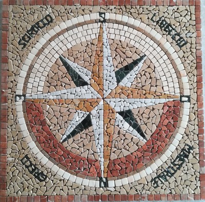 ROsoni rosone mosaico in marmo rosa dei venti diam.100 incollata su rete art 104 