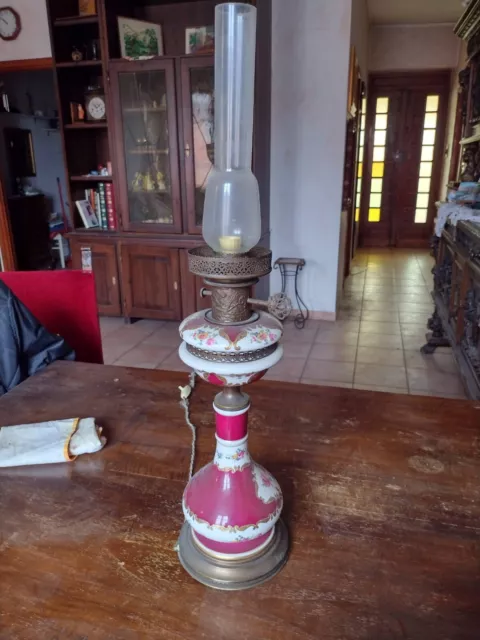Antica Lampada Da Tavolo Elettrica Dei Primi Decenni Del 900 Ceramica Dipinta