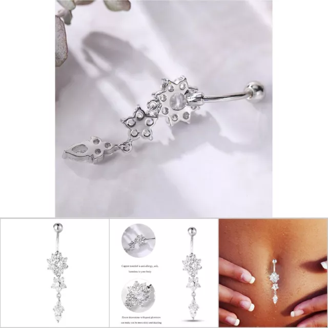 Flower Shaped Anti Allergy Copper Belly Navel Ring Plating Body Piercing Jew SLK