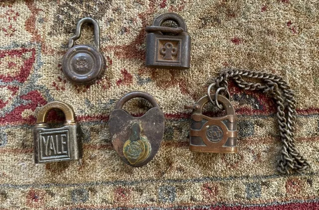 Lot Of 5Vintage Locks No Keys  Antique Lock Collection