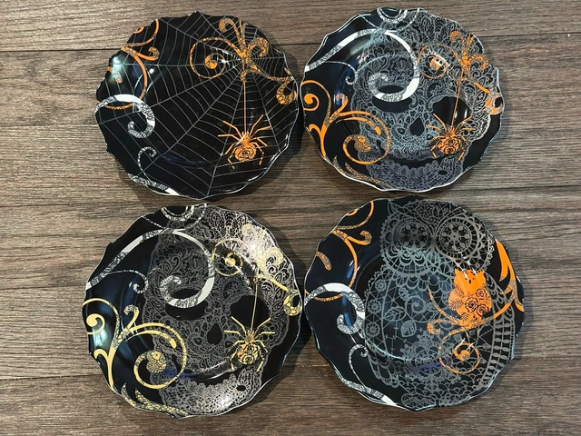 222 FIFTH SPOOK Halloween Set of spider skull owl dessert salad