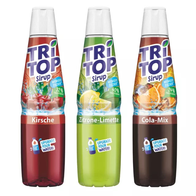 Tri-Top Getränkesirup Mix 3x 600ml Sirup Ciliegia,Zitrone-Limette,Orange-Cola