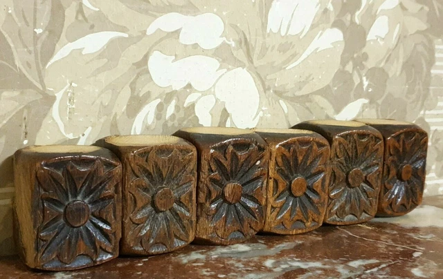 6 Rosette wood carving corbel bracket - Antique french oak architectural salvage