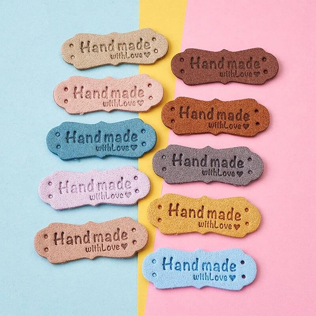 3X(50 Stck. PU Leder Etiketten für handgefertigte Hüte zum Selbermachen Taschen mit Liebe Etikett für C 3