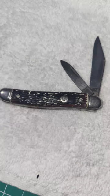Imperial Prov RI USA Pocket Knife Two Blade Vintage Black Handle
