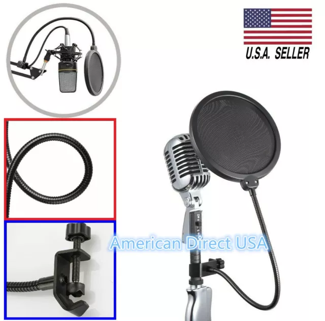 Double Layers Recording Studio Microphone Pop Filter Mic Wind Screen Mask Shield